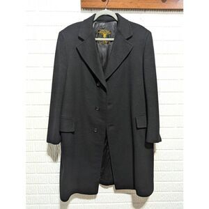 Hughes Hatcher Suffrin Mens Mongolian 100% Cashmere Black Overcoat Sz 42